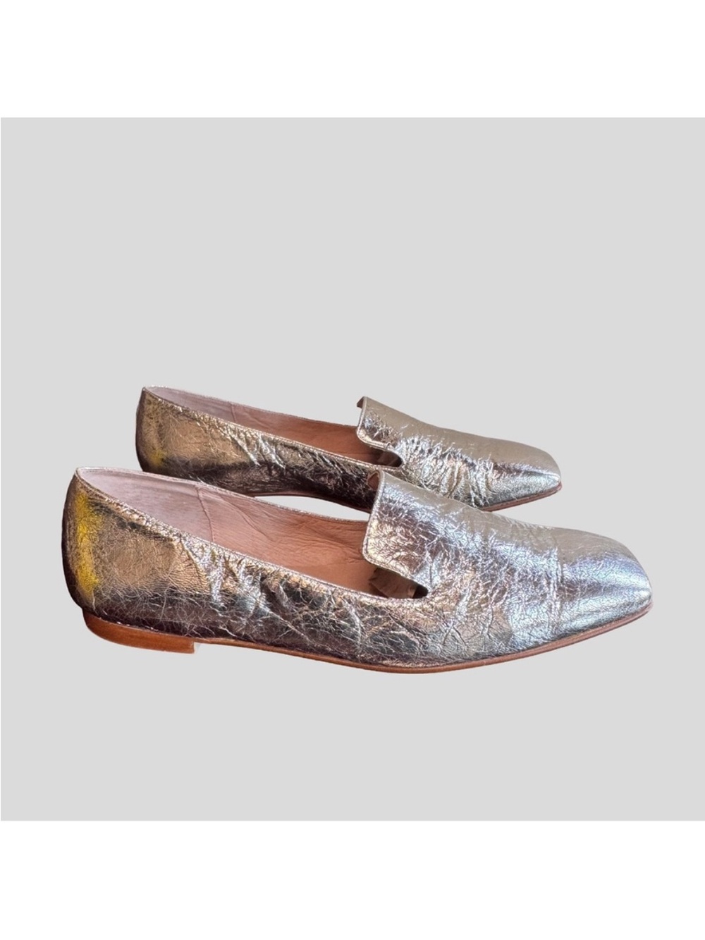 French Sole FS/NY Silver Metallic Loafers in Size 10
